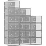 Bo�tes � chaussures transparentes avec cadre gris 33 x 23 x 14 cm, lot de 15 bo�tes de rangement empilables ...