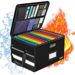 Bote de classement avec serrure, bote  documents ignifuge avec 10 onglets et inserts, bote de rangement ...