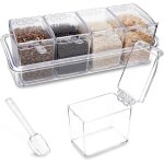 Bo�te � condiments transparente, 4 pots � �pices, bo�te � condiments en acrylique avec couvercles et ...