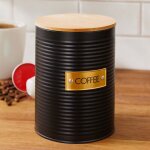 Bo�te de conservation � caf� avec couvercle herm�tique en bambou