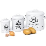 Bote de conservation relaxdays pour pommes de terre, oignons et ail, lot de 3, avec couvercle, arations, ...