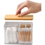 Boite a coton tige, rangement coton demaquillant transparent, organisateur salle de bain rangement, bo�te ...