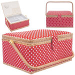 Boite a couture avec organisateur amovible et motif a pois