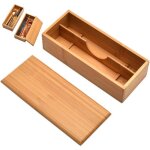 Bote  couverts en bois avec couvercle, porte - ustensiles en argenterie, cuillre japonaise, baguettes, ...