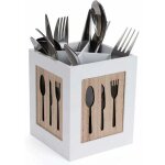 Bo�te � couverts en bois - panier � couverts pour cuill�re, fourchette, couteau - range - couverts d�coratif ...