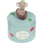 Boite � dents de lait gris bleu en r�sine oiseau