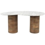 Boite a design - table basse design, table basse peli, marbre et bois, forme organique blanc en marbre ...