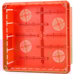 Lot de 2 bo�tes de d�rivation encastr� pp / t - 9 (196x196x68, 5) couvercle blanc bouchon en carton ip40 ...