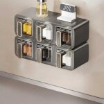 Bo�te � �pices de cuisine, set de 6 bocaux � �pices, mural, sans per�age, pour le stockage de sel, et ...