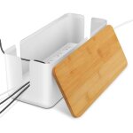 Bo�te de gestion des c�bles, bo�te de rangement pour cordon avec couvercle en bambou, bo�te cache - c�ble ...