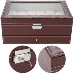 Bo�te d'horlogerie pour 12 montres avec bo�te � bijoux en verre bo�te d'horlogerie homme et femme, bo�te ...