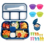 Bo�te � lunch bento � 4 compartiments, r�cipient � sauce, couverts, pics � ap�ritif et moules � muffins ...