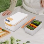 Bo�te � lunch �lectrique isotherme 40 w, rechargeable par usb, sans ajout d'eau, avec couverts, sac � ...