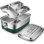 Bo�te � lunch de haute qualit� en acier inoxydable - 2000 ml, �tanche - bo�te � lunch � 3 compartiments, ...