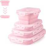 Bo�te lunch pliable silicone 4 pi�ces, conteneurs alimentaires multicolores