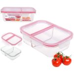 Bo�te � lunch en verre r�sistant � la chaleur, rectangulaire, en deux parties, deux compartiments avec ...