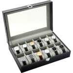 Bo�te � montres 12 emplacements coffret � montres en pu cuir avec coussinets amovibles rangement montre ...