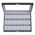 Bote  montres, coffret  montres, verrouillable, crin, organisateur, avec 16 compartiments, couvercle ...