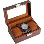 Bo�te � montres pour homme, antichoc, 3 compartiments pour coussin de rangement, couvercle en verre, ...