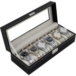 Bo�te � montres, bo�te / pr�sentoir, rangement pour montres en cuir pu, avec 6 emplacements ave coussins ...