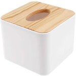 Bo�te � mouchoirs carr�e avec couvercle en bois mini amovible