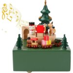 Bo�te � musique de no�l, dolaso bo�te � musique vintage avec train de rotation m�canisme sculpt� en bois ...