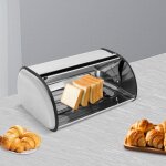 Boite à pain en acier inoxydable, corbeille à pain argentée, récipient à pain pour comptoir de cuisine ... Boite à pain en acier inoxydable, corbeille à pain argentée, récipient à pain pour comptoir de cuisine ...
