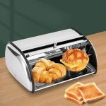 Bo�te � pain en acier inoxydable avec couvercle roul� 1. 32gal pour pain confitures p�tisseries pour ...