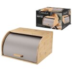 Bo�te � pain en acier, norton, beige mat, acier thermolaqu�, corps en bambou