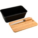 Kesper - bote  pain en bambou avec couvercle et couteau  pain, 35 x 20 cm.