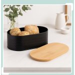 Bo�te � pain avec couvercle en forme de planche � d�couper en bambou