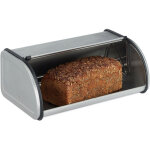 Boîte à pain en inox, conserver pain viennoiserie gâteaux, caisse couvercle coulissant, argenté - relaxdays ... Boîte à pain en inox, conserver pain viennoiserie gâteaux, caisse couvercle coulissant, argenté - relaxdays ...