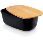 Boite a pain noire avec couvercle pour planche a decouper en plastique de haute qualite Boite a pain noire avec couvercle pour planche a decouper en plastique de haute qualite