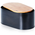 Bo�te � pain pour petits pains avec planche en bambou cuisine noir