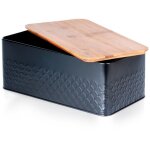Bote  pain pour petits pains avec planche en bambou cuisine noir