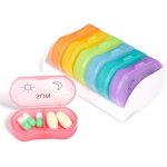 Bote  pilules portable, pilulier semainier 7 jours 14 compartiments matin / soir, mini bote  pilules ...