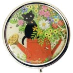 Boite pilulier chaton sur l'arrosoir