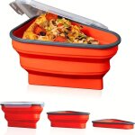 Bo�te � pizza pliante en silicone, r�utilisable, pratique pour stockage compact et transport de pizzas ...