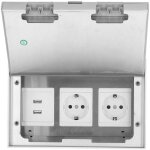 Bo�te de prise de courant encastr�e au sol, bo�tier de couverture de prise �lectrique �tanche en acier ...