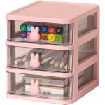 Bo�te de rangement de bureau, multi - �tages en plastique transparent, grande capacit�, avec poign�e ...