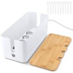 Bo�te de rangement pour c�bles, cache cable boite rangement cable avec couvercle en bambou, cache prise ...