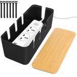 Bo�te de rangement pour c�bles, cache cable boite rangement cable avec couvercle en bambou, cache prise ...