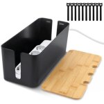 Bo�te de rangement pour c�bles, cache cable boite rangement cable avec couvercle en bambou, cache prise ...
