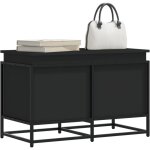 Bo�te de rangement avec couvercle noir bois d'ing�nierie - vidaxl