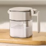 Bo�te de rangement pour �pices ? pot � �pices en verre avec cuill�re et couvercle herm�tique, compartiment ...