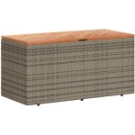 Bo�te de rangement de jardin?coffre de rangement gris r�sine tress�e bois d'acacia cfw301679