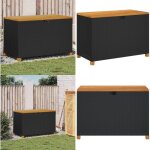 Bote de rangement de jardin noir rsine tresse bois d'acacia - bote de rangement jardin - coffre de ...