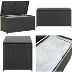 Bote de rangement de jardin rsine tresse 100x50x50 cm noir - coffre de rangement - bote de rangement ...