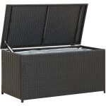 The living store - bote de rangement de jardin rsine tresse 100x50x50 cm noir - coffre de rangement ...
