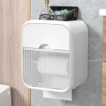 Bo�te de rangement pour papier toilette avec tiroir, installation sans perforation, bo�te � mouchoirs ...